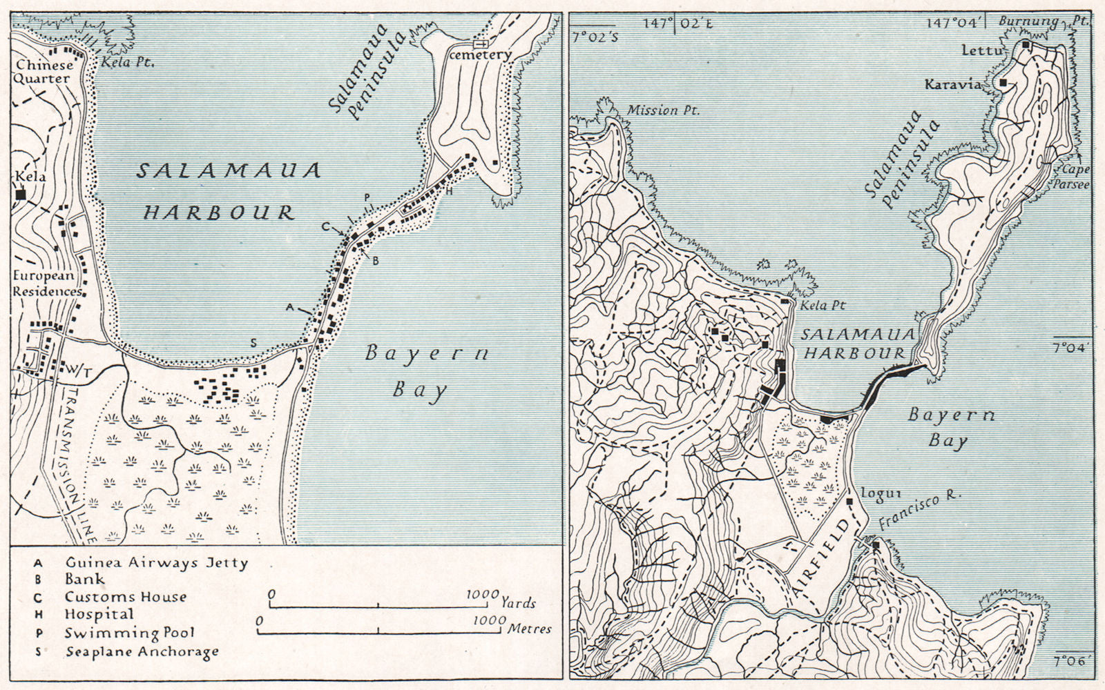 PAPAU NEW GUINEA. Salamaua & approaches. WW2 ROYAL NAVY INTELLIGENCE MAP 1944